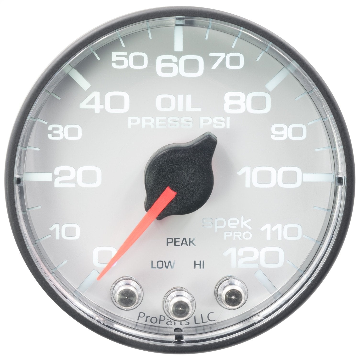 Gauge AUTO METER P325128 Oil Pressure (Spek-Pro 2 1/16", 120Psi, Stepper Motorwith Peak & Warn, Wht/Blk, Spek-Pro)
