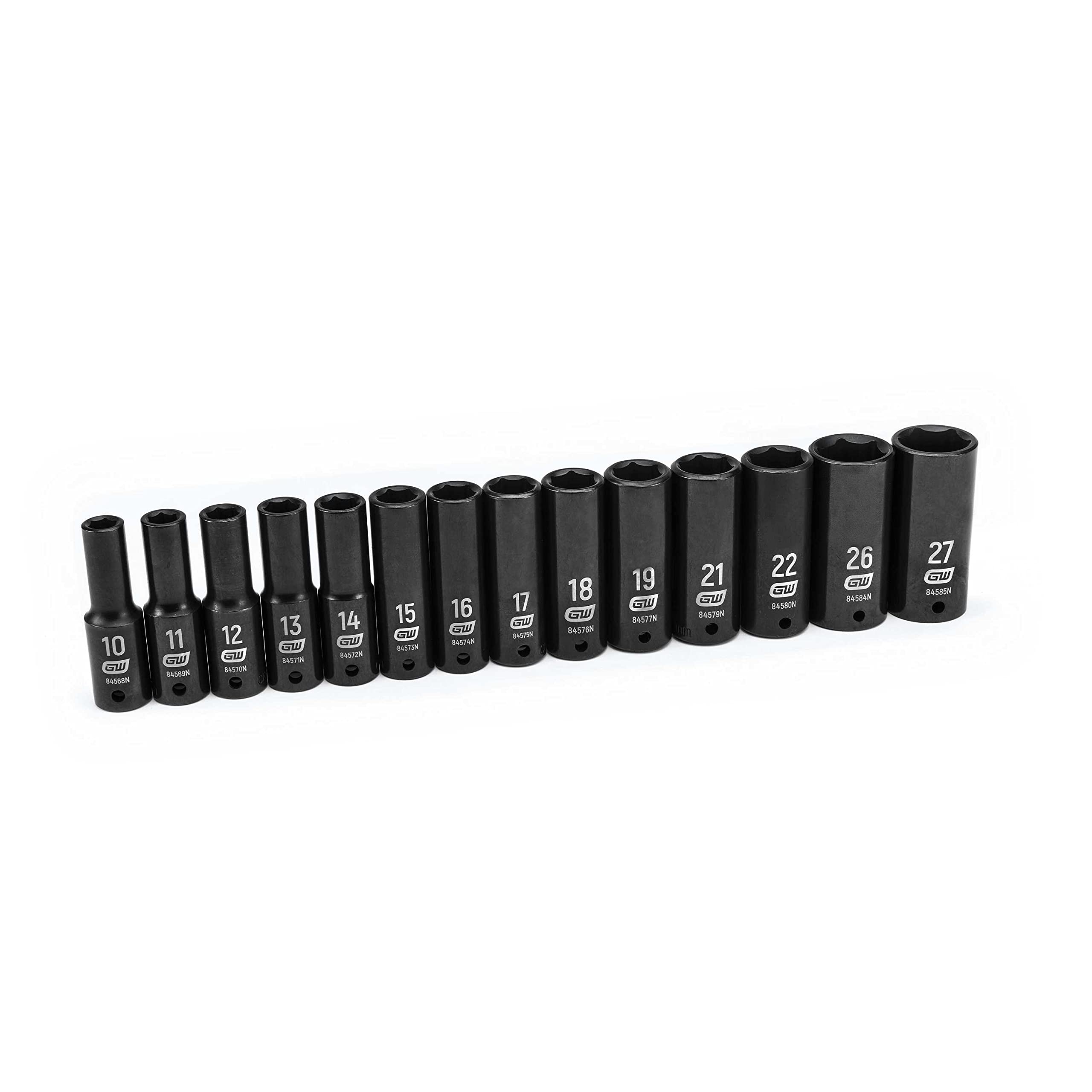 1/2" Drive GEARWRENCH 14 Pc. 6 Pt. Deep Impact Socket Set, Metric - 84955N