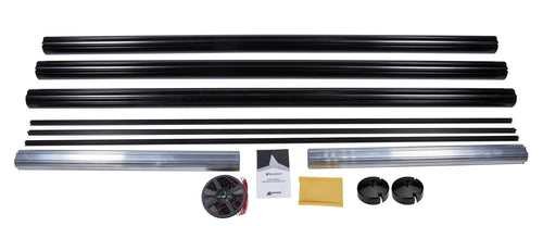 DIY Cut-to-Fit Velarium Roller Tube Assembly, 14' Cut-to-Fit Black Powder Coated Roller Tube, Black End Caps, Light Rail and LED Lighting (Range 14' - 6')