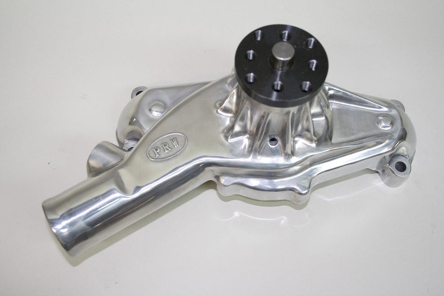 Performance Quotient PRW 1445414 Polished 5/8" Pilot Shaft High Flow Short-Style Aluminum Water Pump for Chevy BB 1965-68 Cars-LDT
