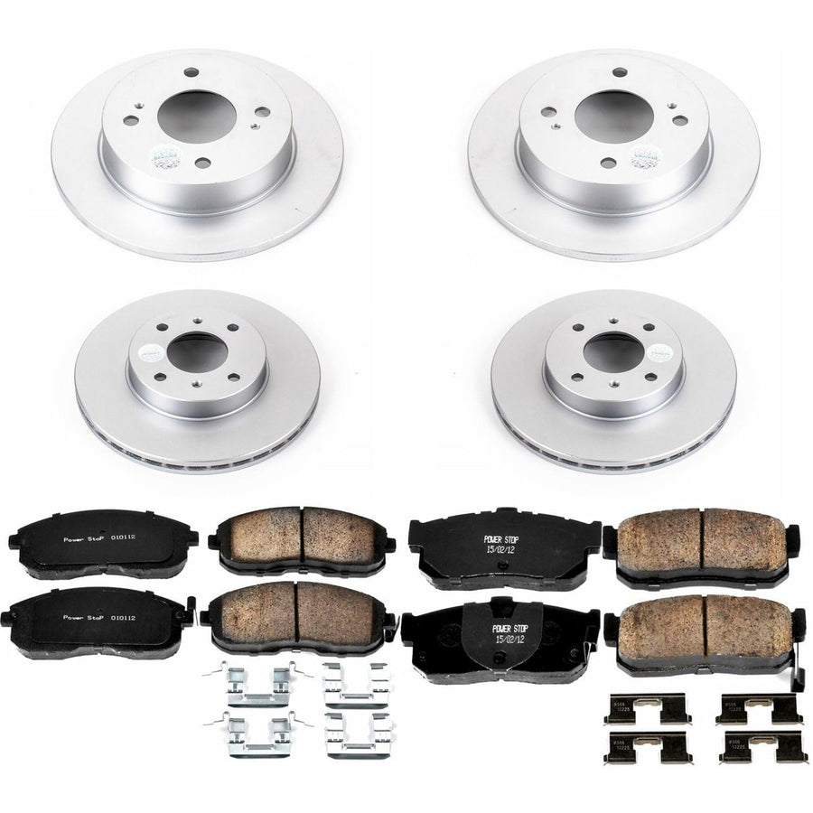 Power Stop CRK750 Brake Rotor & Coated Ceramic Brake Pads- front & rear For INFINITI G20 1999-2001, Nissan Altima 1993-2001, Nissan Sentra 2000-2001 [Model Specific]