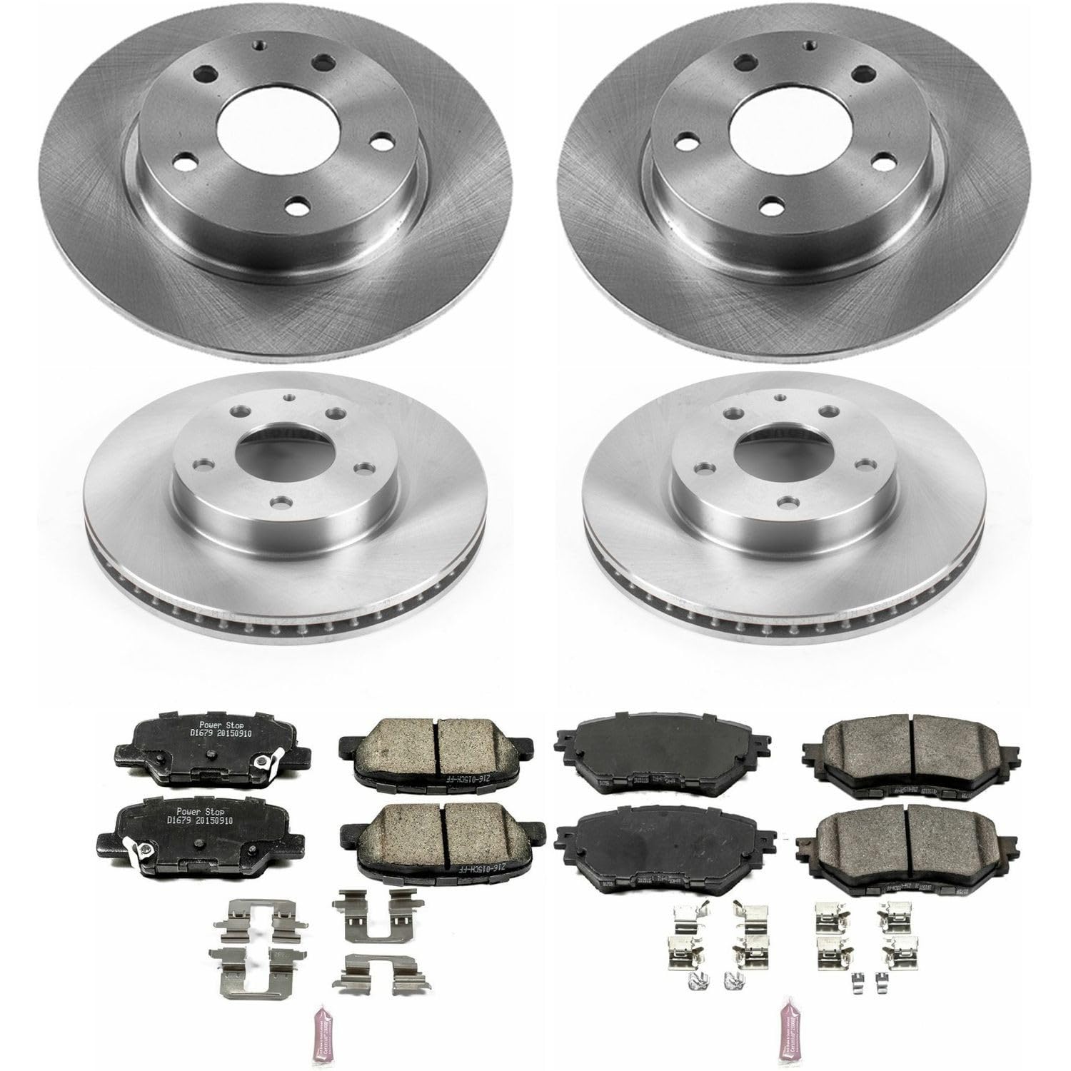 Power Stop Autospecialty KOE6973 Front and Rear Replacement Brake Kit-OE Brake Rotors & Ceramic Brake Pads For Mazda 3 2014-2016 [Model Specific]