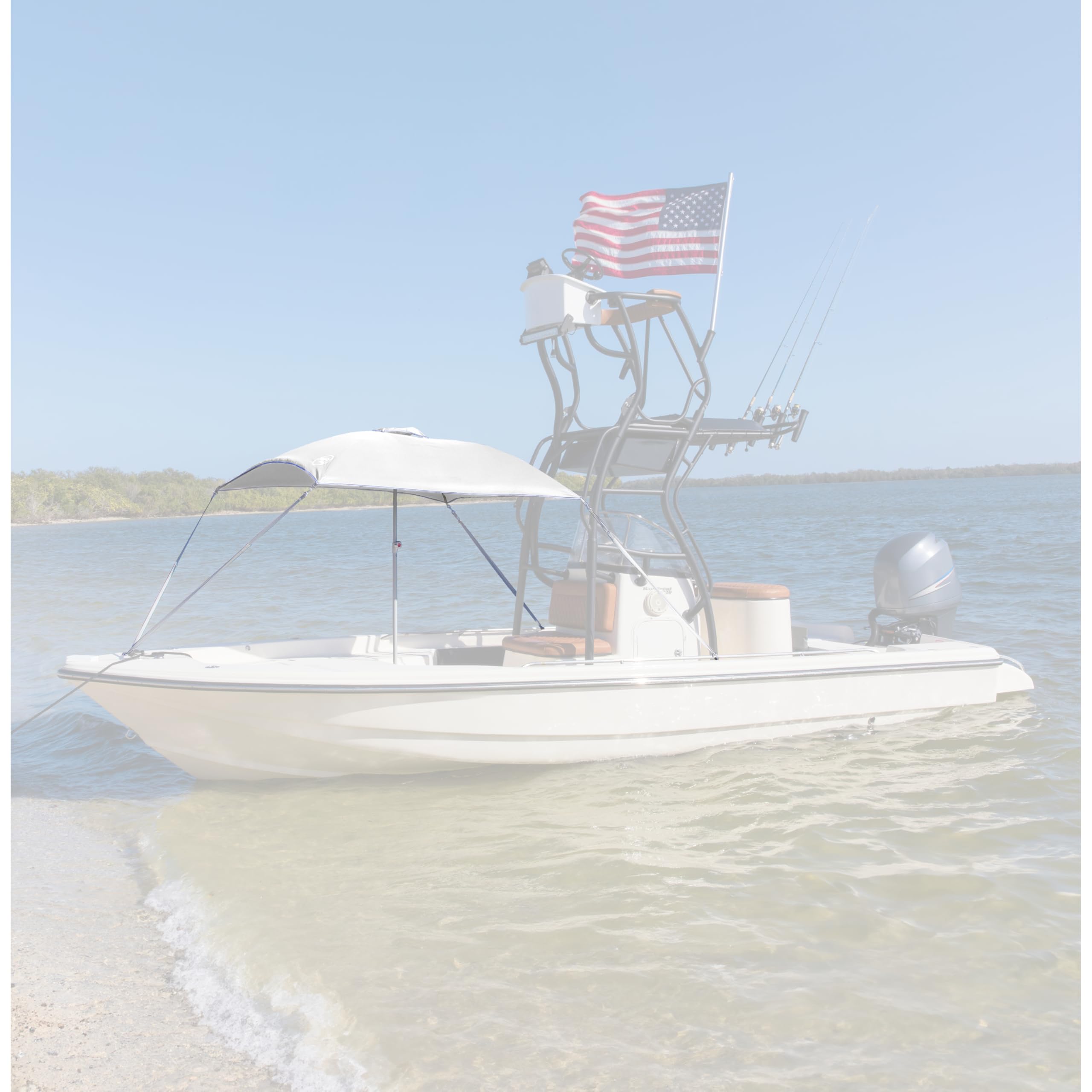 Anchorshade III Boat Shade, Taylor Made, White, 6' x 6', Adjustable Aluminum Pole to 8 Feet, UV-Treated Fade-Resistant Nylon, Market-Style Top, Carrying Case, Fits Most Boats and Benches – 22042