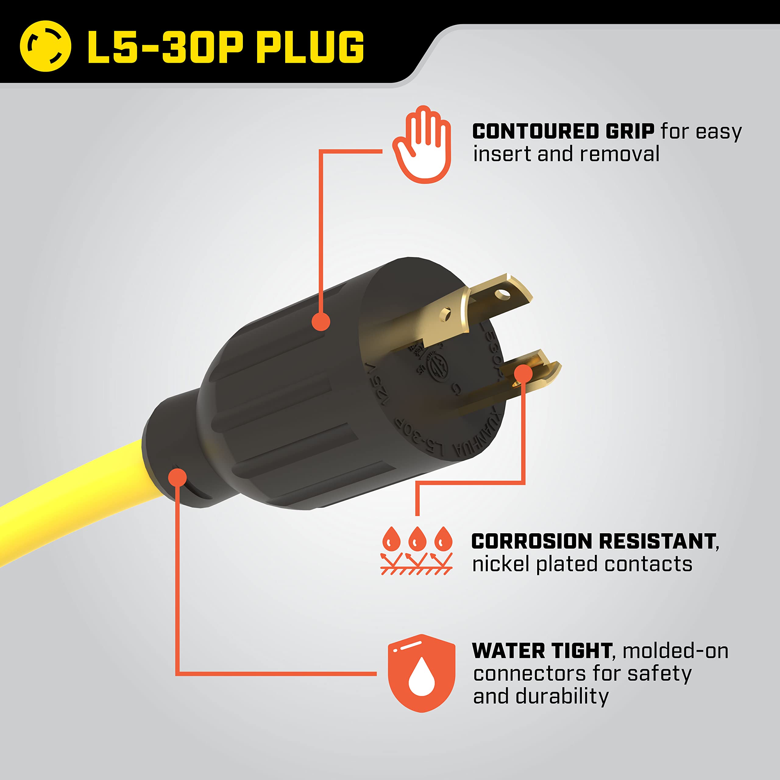 30-Amp Champion Power Equipment 25-Foot 125-Volt Fan-Style Generator Extension Cord (L5-30P to three 5-15R)