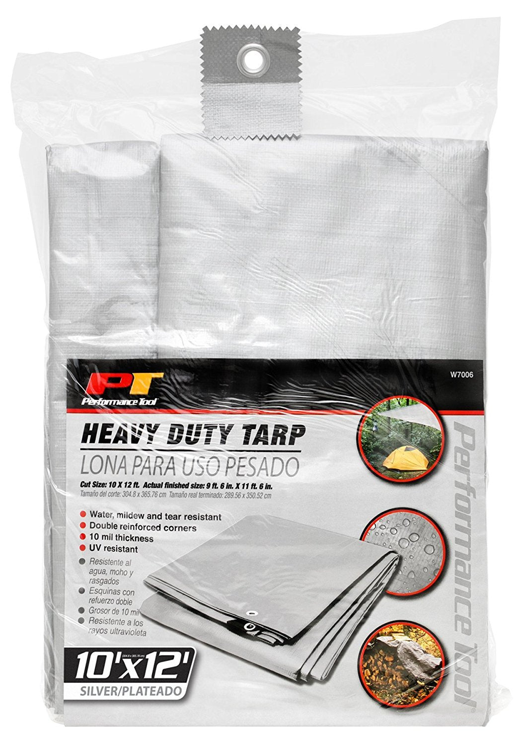 Heavy Duty Performance Tool Silver Tarp 10' x 12' - W7006