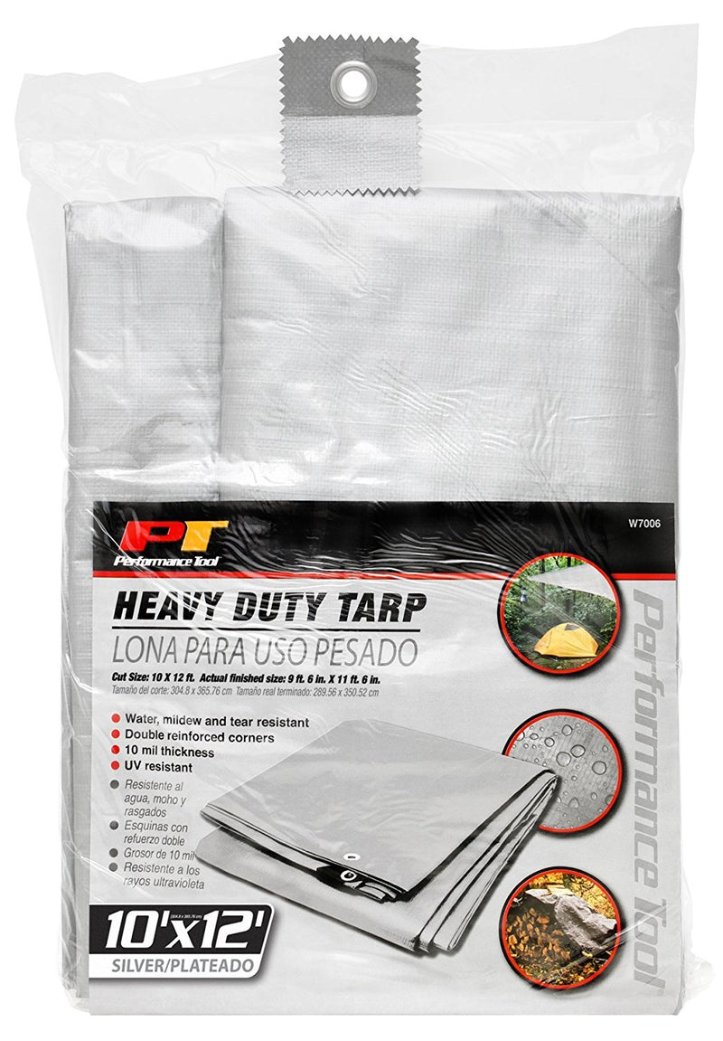 Heavy Duty Performance Tool Silver Tarp 10' x 12' - W7006