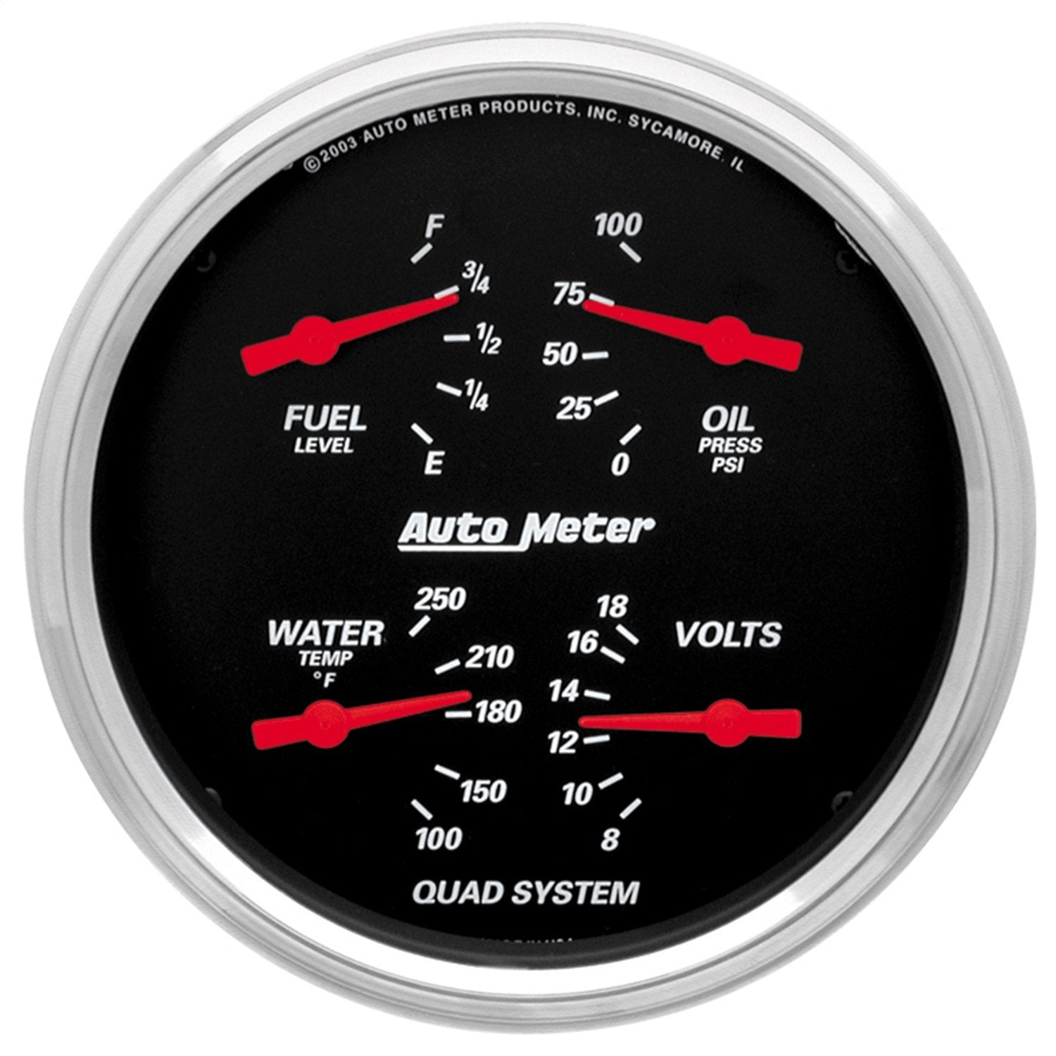 AUTO METER Quad Gauge Designer Black,5.000 in.