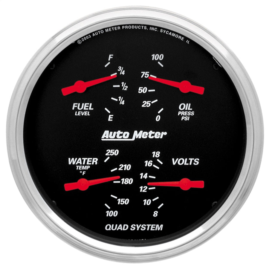 AUTO METER Quad Gauge Designer Black,5.000 in.