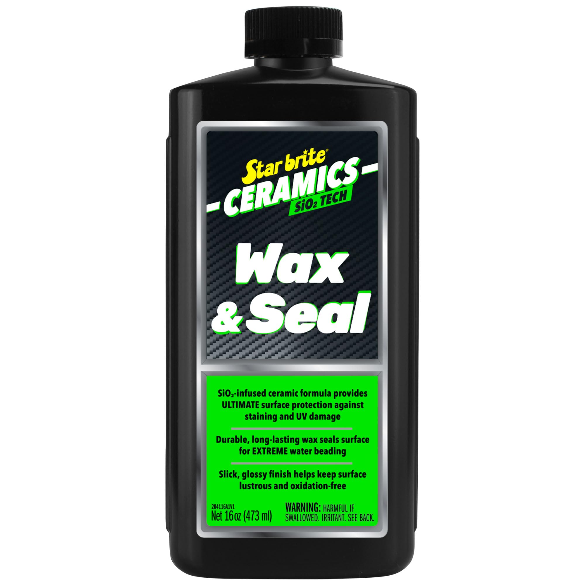 Ceramics Wax & Seal STAR BRITE - Green Apple Scent - SiO2 Tech for Ultimate Protection, Repels Water, Dirt, UV - Ideal for Fiberglass, Gelcoat, Painted Surfaces - 16 oz (204116)