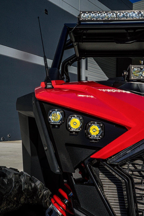 Baja Designs S1 LED Headlight Kit Triple for Polaris RZR Pro, Pro-R, Turbo-R 2020-24 UTV with 6 LED Lights, Mounting Brackets
