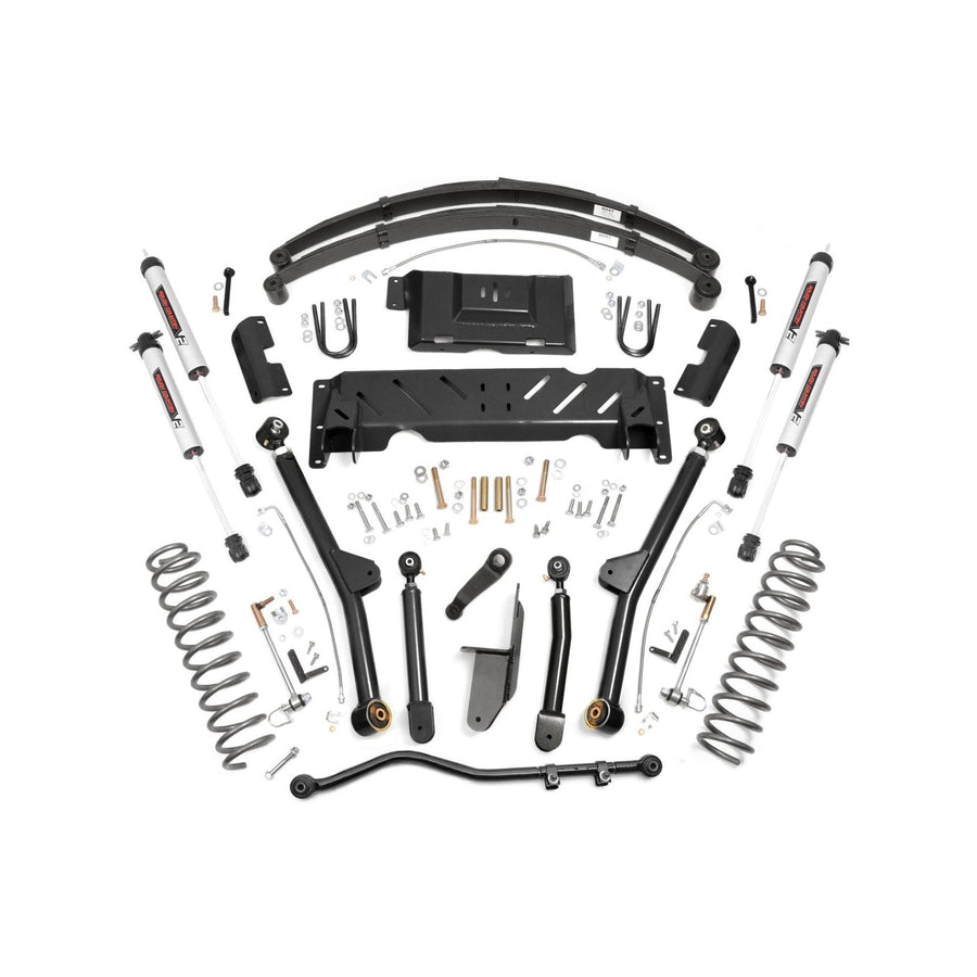 4.5" Rough Country Lift Kit w/ V2 Shocks, Add-A-Leaf Springs & Adjustable Control Arms for Jeep Cherokee XJ (1984-2001) 2.5L/4.0L w/ NP231 Transfer Case