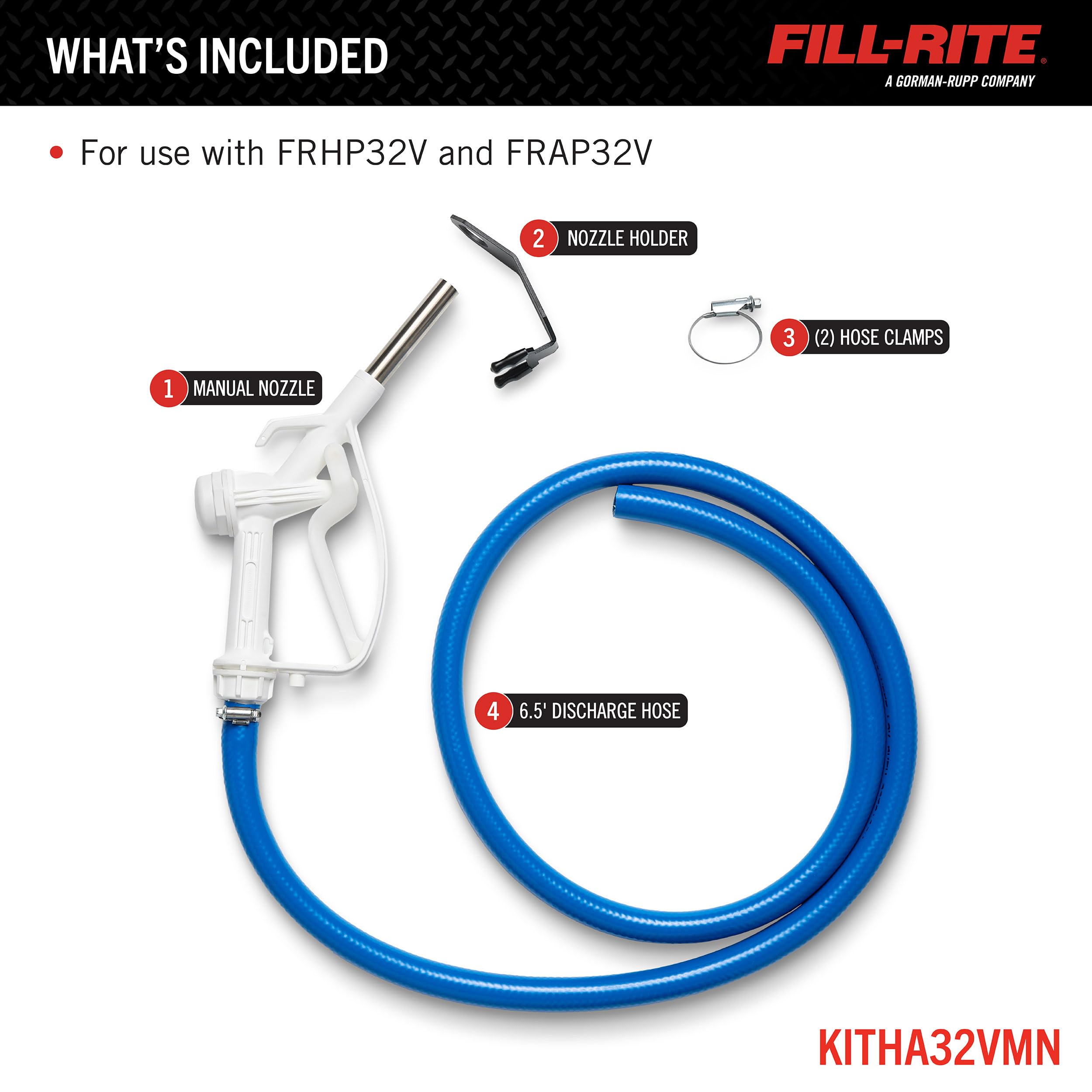 Fill-Rite Discharge Hose and KITHA32VMN Manual Nozzle for Hand Pump
