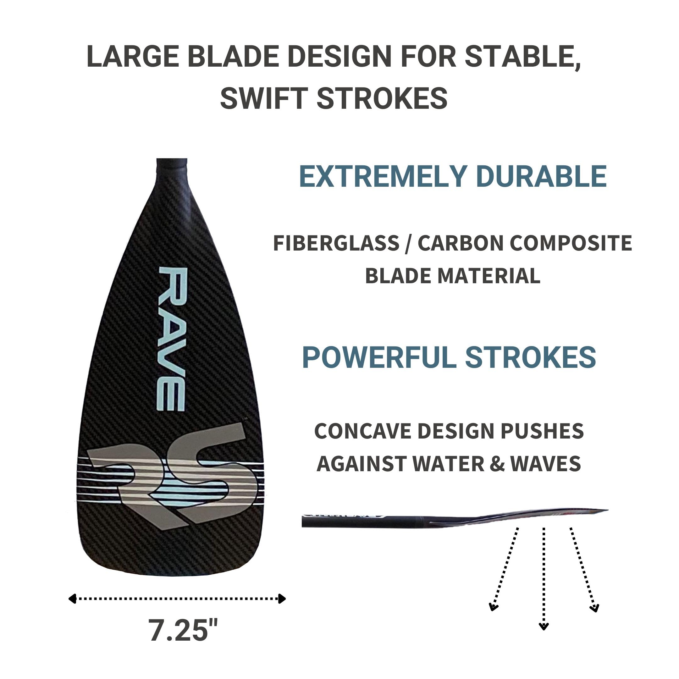 Rave Sports Adjustable SUP Paddle – Lightweight Oar for Stand Up Paddleboard, Floats and No Twist Handle Lock, Tempo Style