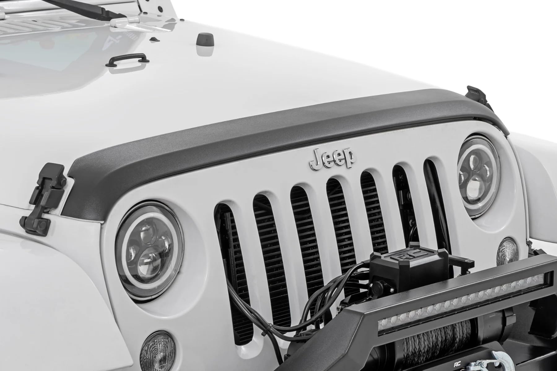 Front Hood Protector Rough Country for Jeep Wrangler JK (2007-2018) - High-Density Thermoplastic, UV-Resistant, Easy Install Trail Cladding