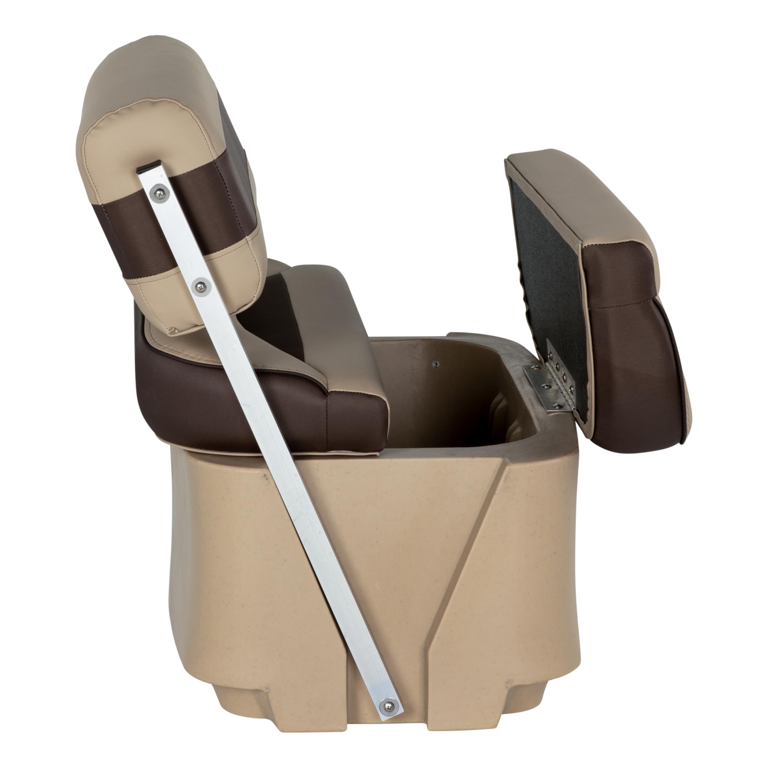 Flip Flop Rockport Series Pontoon Seat with Storage, Measures 34.5" L x 34.5" W x 31" H, Marine-Grade Vinyl, High-Density Foam, Easy Installation, Fits Most Pontoons, Sand – 20221094103