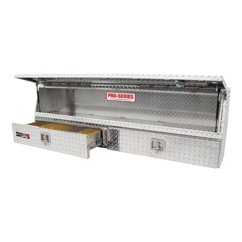 Brute Pro Series 90" Contractor TopSider Polished Aluminum Tool Box with Doors & Drawers 80-TBS200-90D-BD