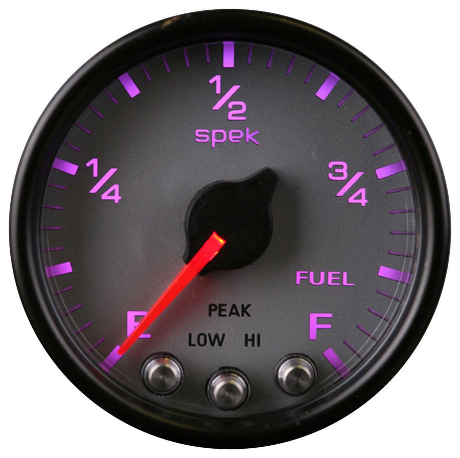 Gauge AUTO METER P31222 Fuel Level (Spek-Pro 2 1/16", 0-270Ω Programmable, Slvr/Blk, Spek-Pro)
