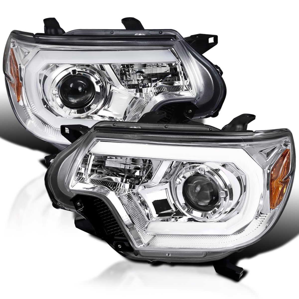LED Light Bar Projector Headlights SPEC-D TUNING Compatible with 2012-2015 Toyota Tacoma, Left + Right Pair Headlamps Assembly