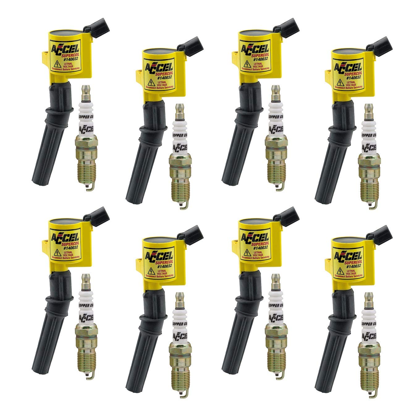 ACCEL Ignition Upgrade Kit 811432- 1998-2008 Ford 4.6L/5.4L/6.8L 2-Valve engines, Yellow, 8-Pack