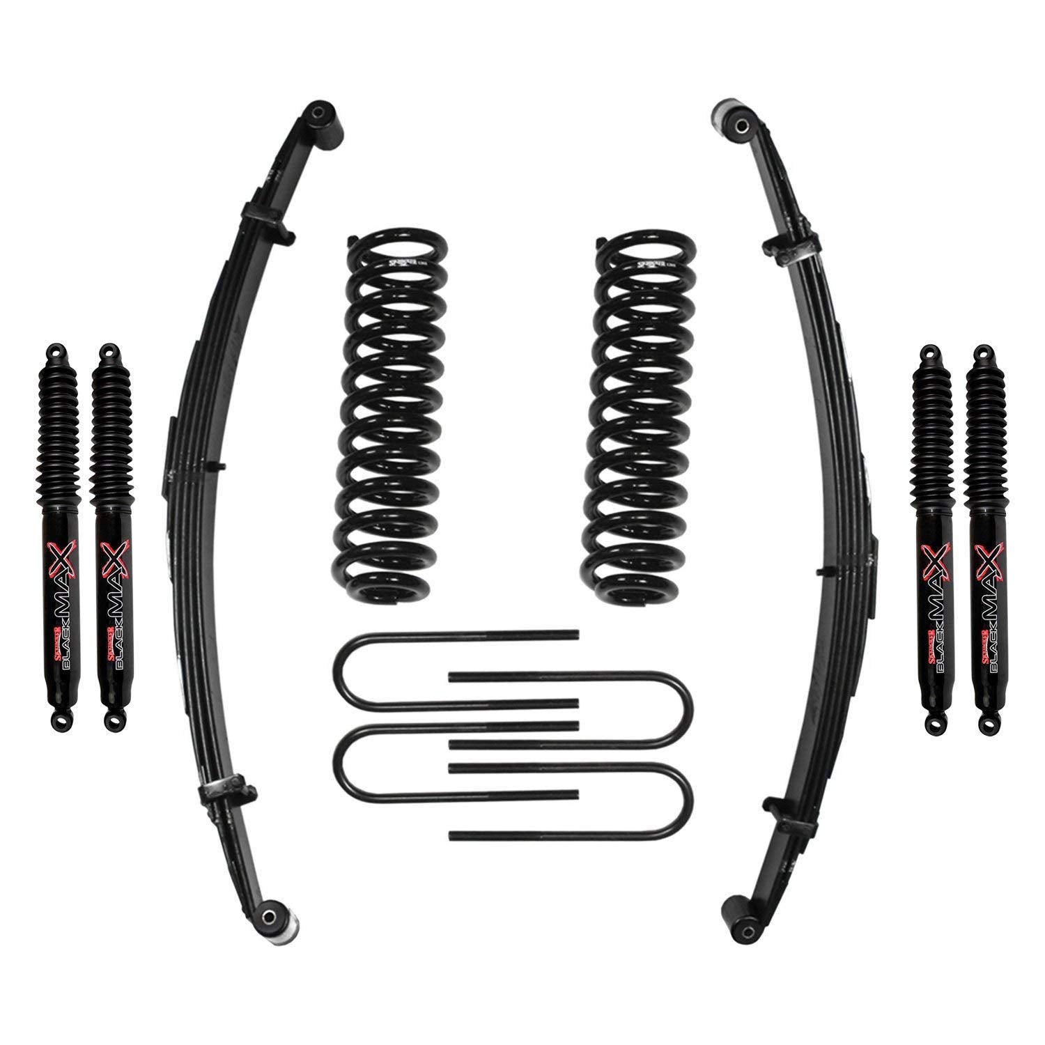 Skyjacker Suspension Lift Kit 182BKS-B w/Shock Black MAX Shocks 1.5-2 in. Lift Incl. Front/Rear Springs Rear U Bolt Kit