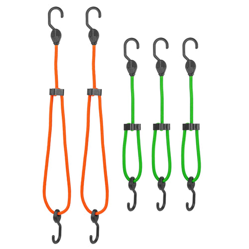 Adjustable SmartStraps Bungee Cords, 5 Piece Value Pack — Bungee Cords Distribute Load To Reduce Slipping — Secure Light Loads Such As Coolers, Luggage and Gas Cans