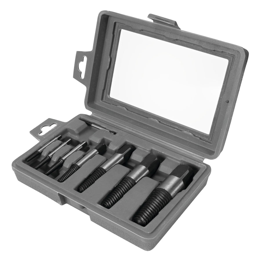 8-Piece Performance Tool W2968 Spiral Screw Extractor Set with Tapered Counter-Clockwise Threads and Blow Mold Storage Case