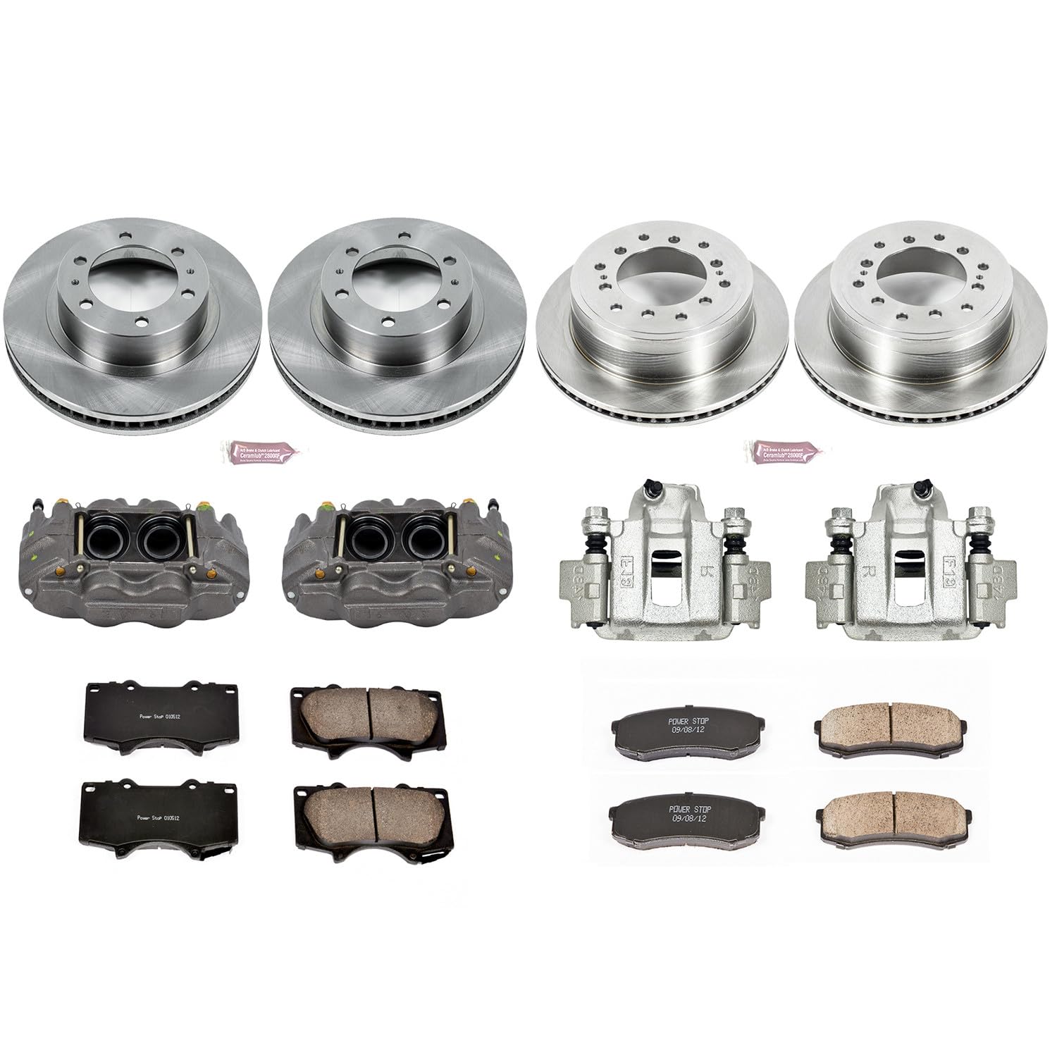 Power Stop KCOE5805 Replacement Autospeciality Front and Rear Caliper Kit- OE Rotors, Ceramic Brake Pads, Calipers For Toyota FJ Cruiser 2010-2014 [Model Specific]