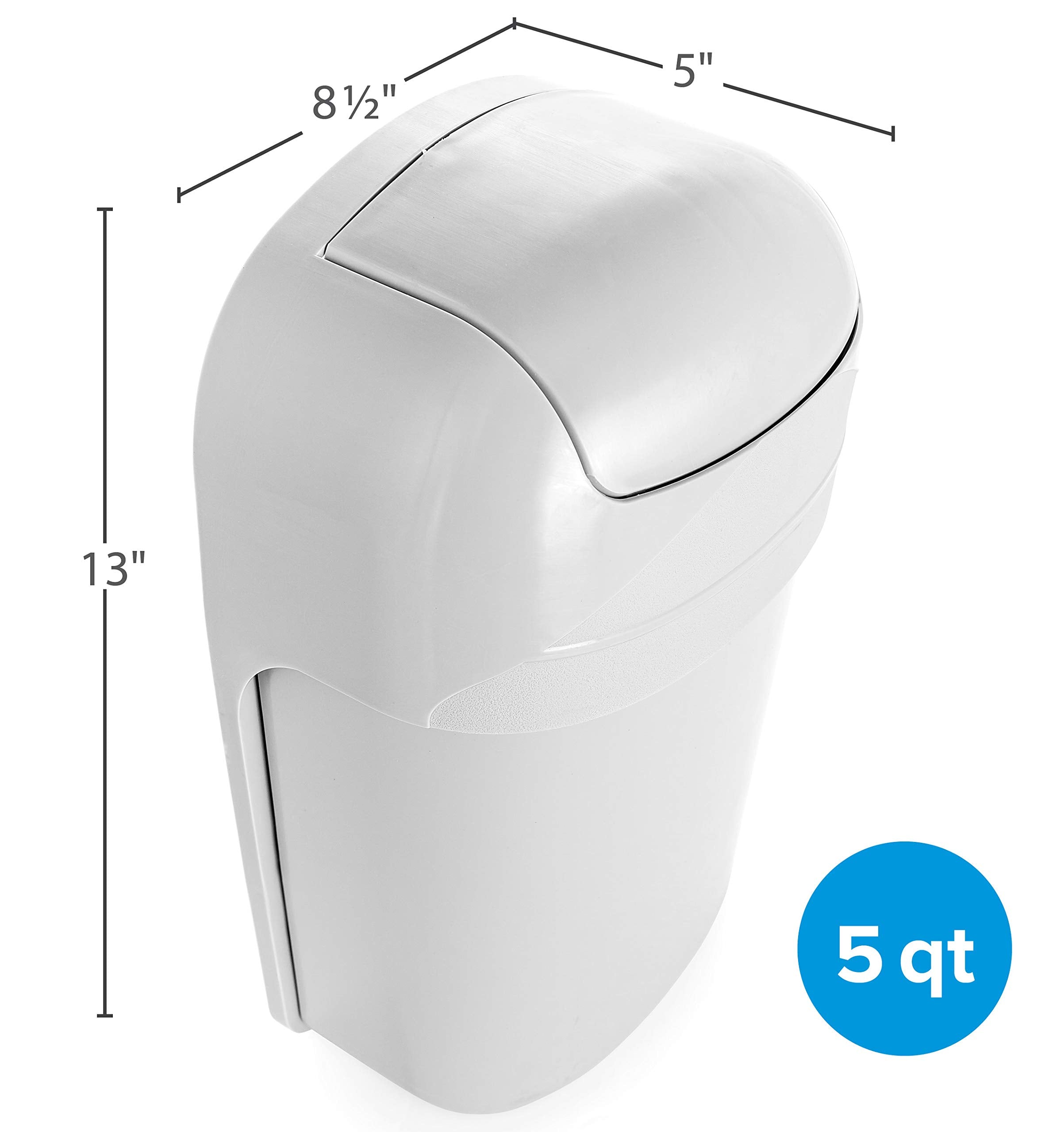 Cabinet Mount Camco Trash Can | Ideal for Tight Spaces in an RV, Boat, Apartment, Dorm Room or Tiny House | Measures 13.5" x 8.5" x 5" (43962)