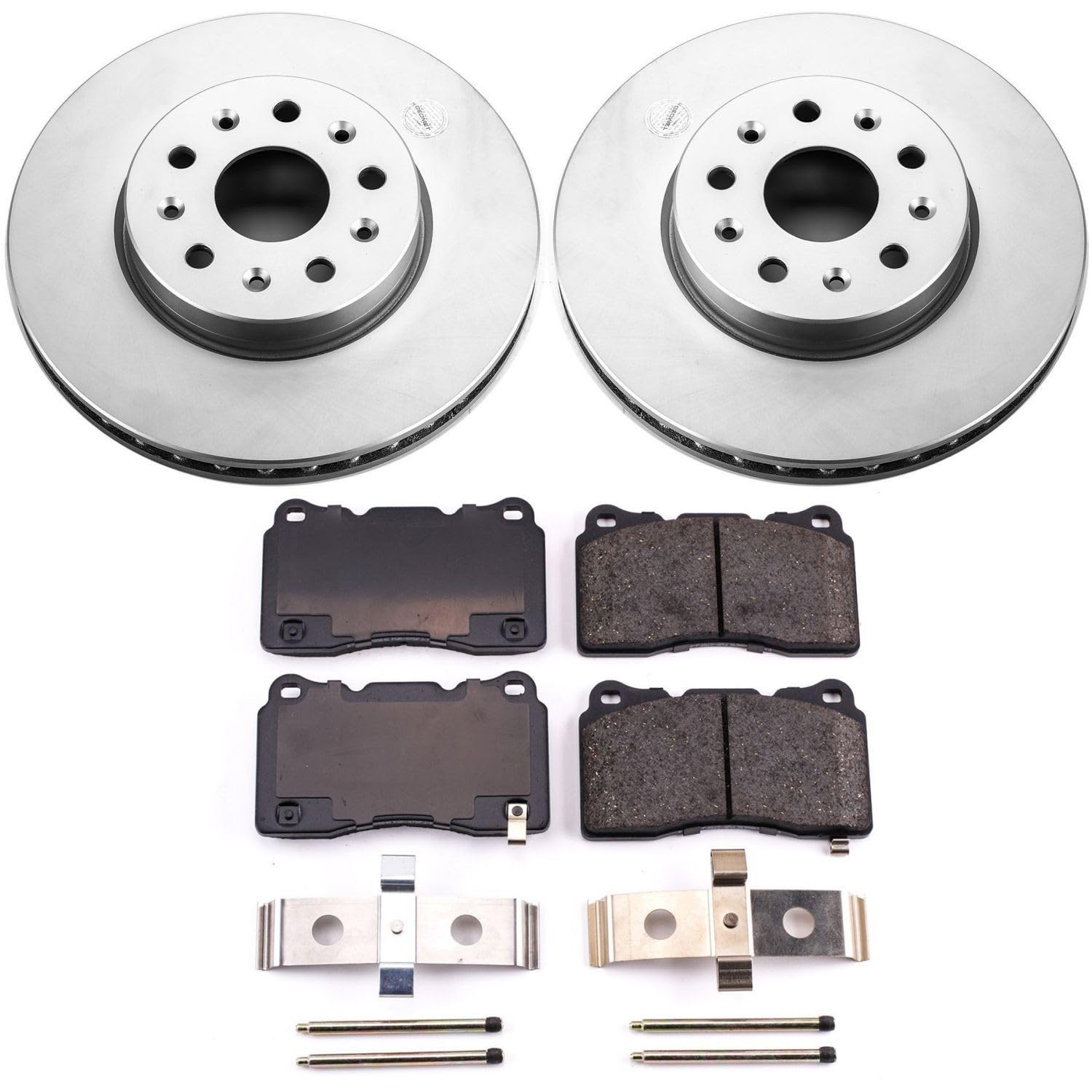 Power Stop Coated Brake Rotor and Ceramic Brake Pads CRK7001- Front For Cadillac CTS 2014-2019, Chevrolet Camaro 2016-2021 [Model Specific]
