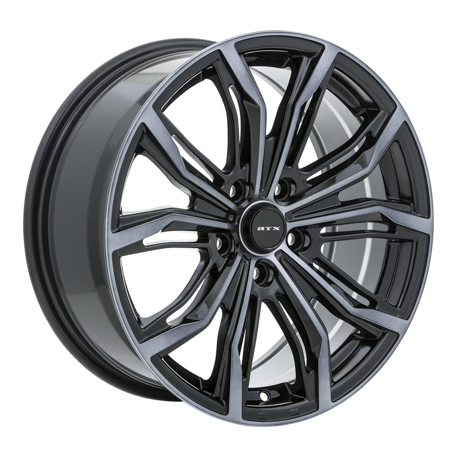 BLACK WIDOW RTX Custom Wheel - 18x8, 42 Offset, 5x114.3 Bolt Pattern, 73.1mm Hub - Black with Machined Gray Face Rim