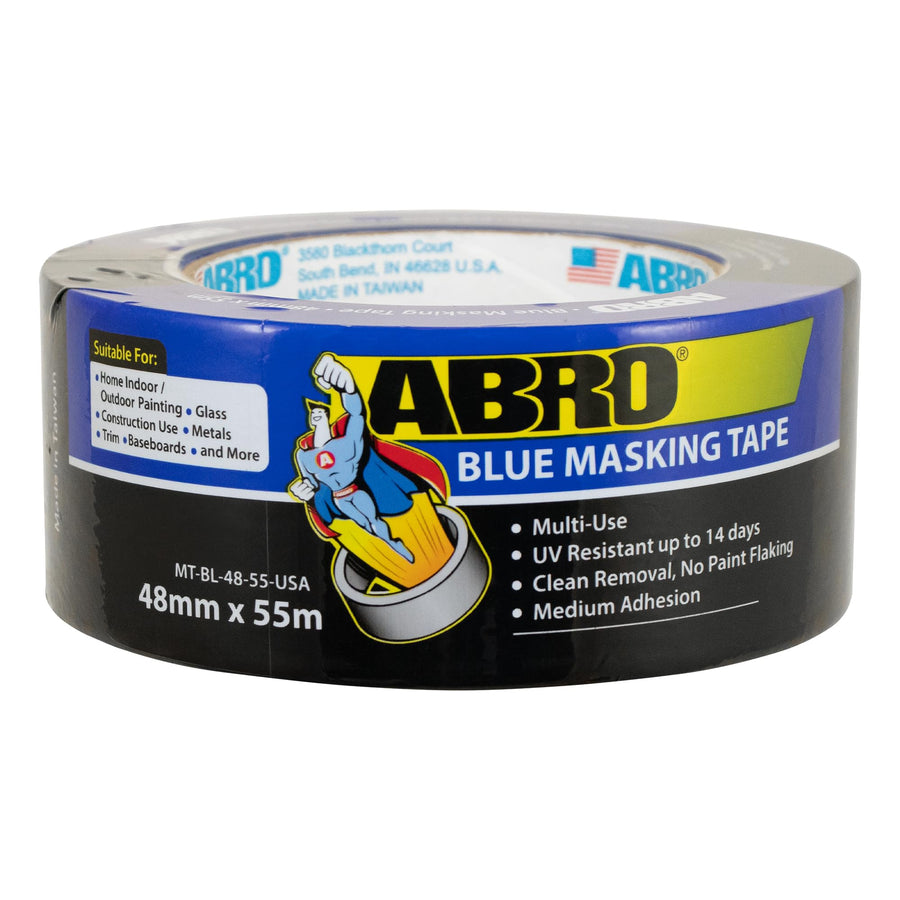 Blue ABRO Painters Tape 2 Inch Wide, 48mm x 55M, All Purpose Blue Tape, Temporary Labeling, Easy Tear, Clean Removal, Masking Tape Colored DIY or Pro