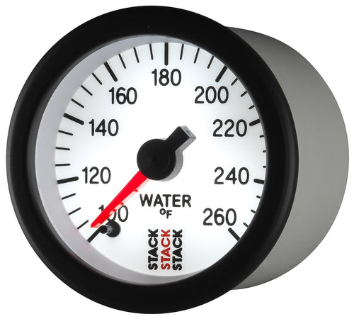 AUTO METER: Water Temp Gauge, Pro Stepper Motor, 52Mm, Wht, 100-260ºf, 1/8" Nptf Male