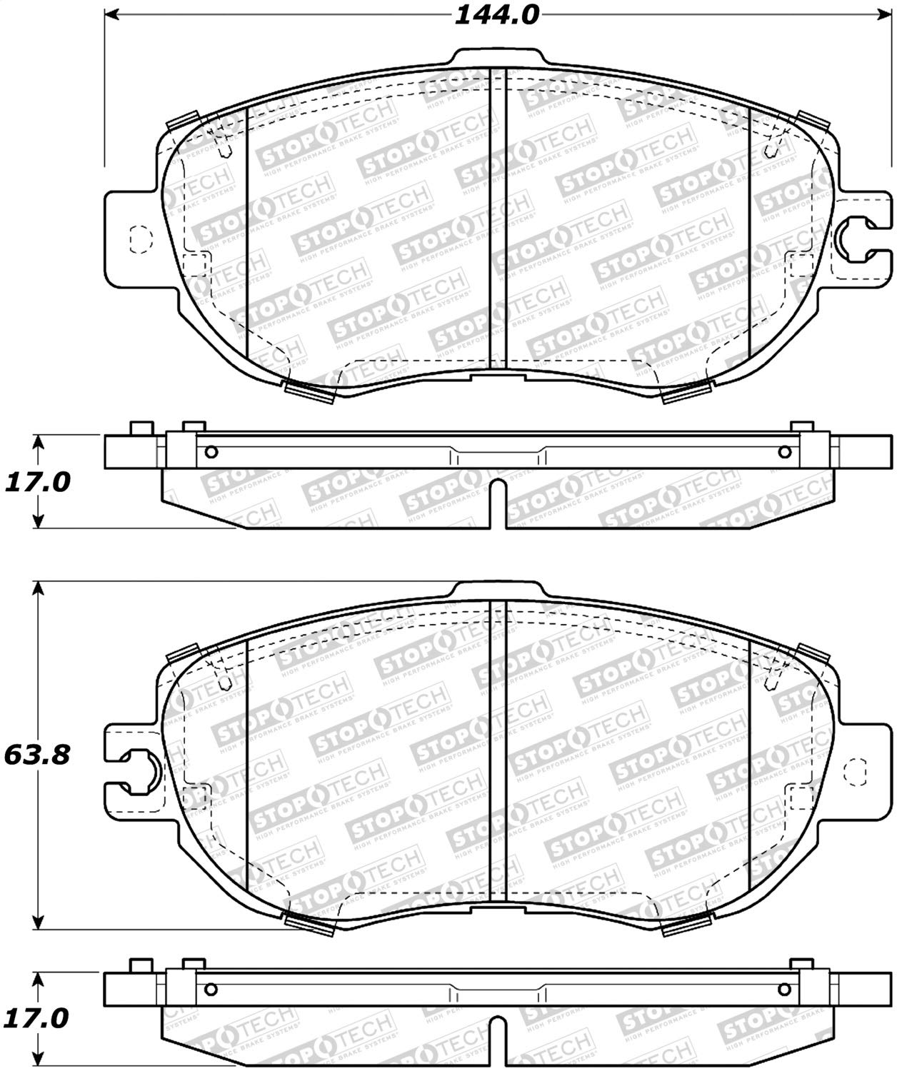 Front StopTech 308.06120 Brake Pads with Shims and Hardware Street