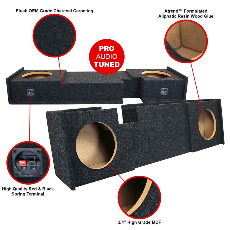 Atrend Bbox A302-10CP Carpeted Dual 10" Sealed Subwoofer Enclosure - Fits 2000-2003 Ford F150 Super Cab, Charcoal
