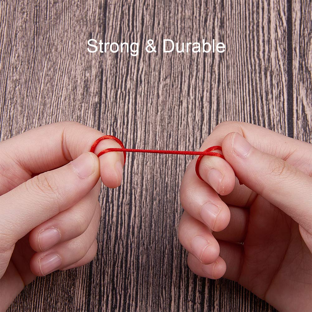 1 Roll JEWELEADER About 100 Yards Rattail Nylon Thread Cord 1mm Shiny Satin Trim Cord Chinese Knotting Beading Cord for DIY Jewellery Making Macrame Kumihimo Shamballa Friendship Bracelets - Red