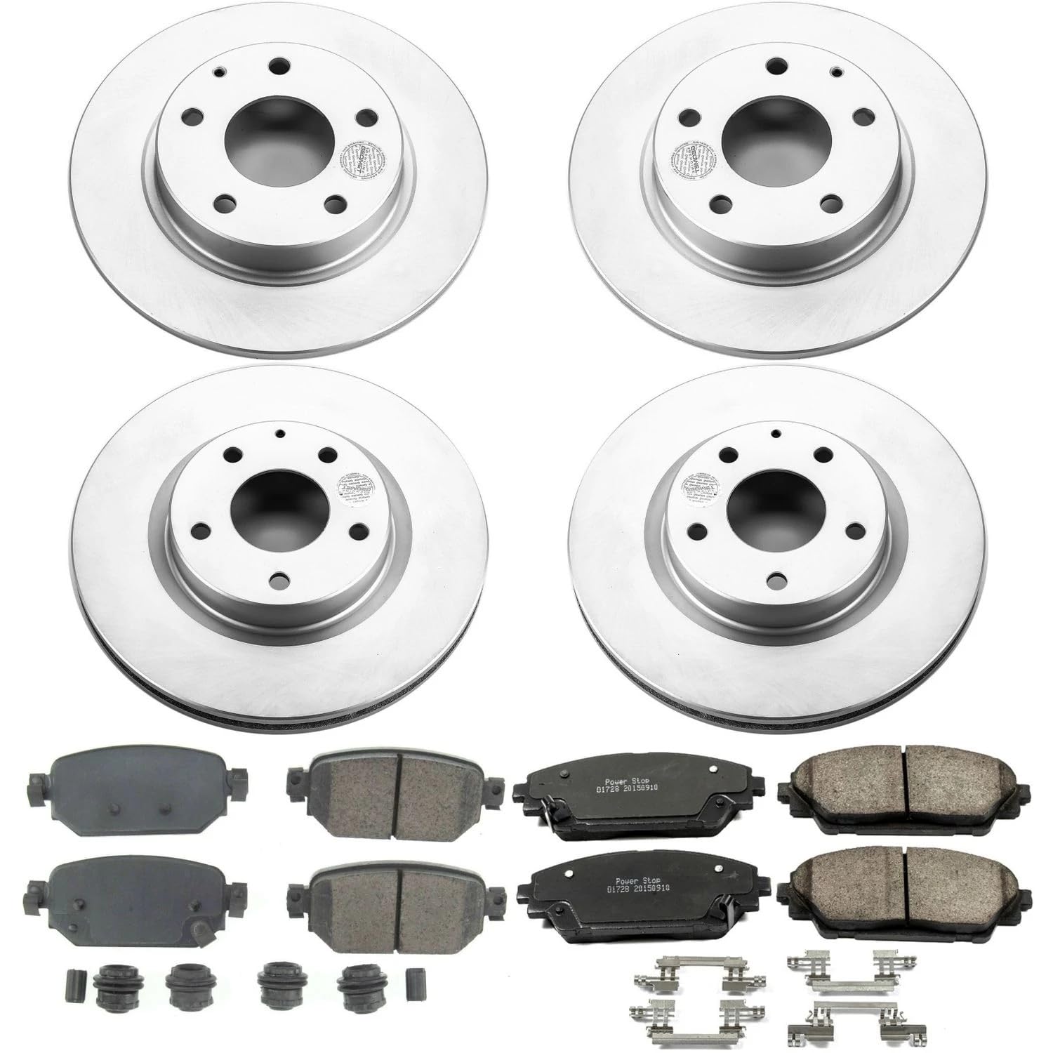 Power Stop Z17 Front and Rear Coated Rotor Brake Kit-Coated Rotors and Ceramic Brake Pads For Mazda 3 2017-2018, Mazda CX-3 2019-2021 [Model Specific]