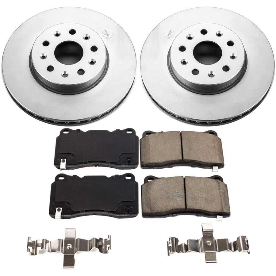 Coated Brake Rotor and Ceramic Brake Pads- Front Power Stop CRK7882 For Cadillac CT6 2016-2019 [Model Specific]