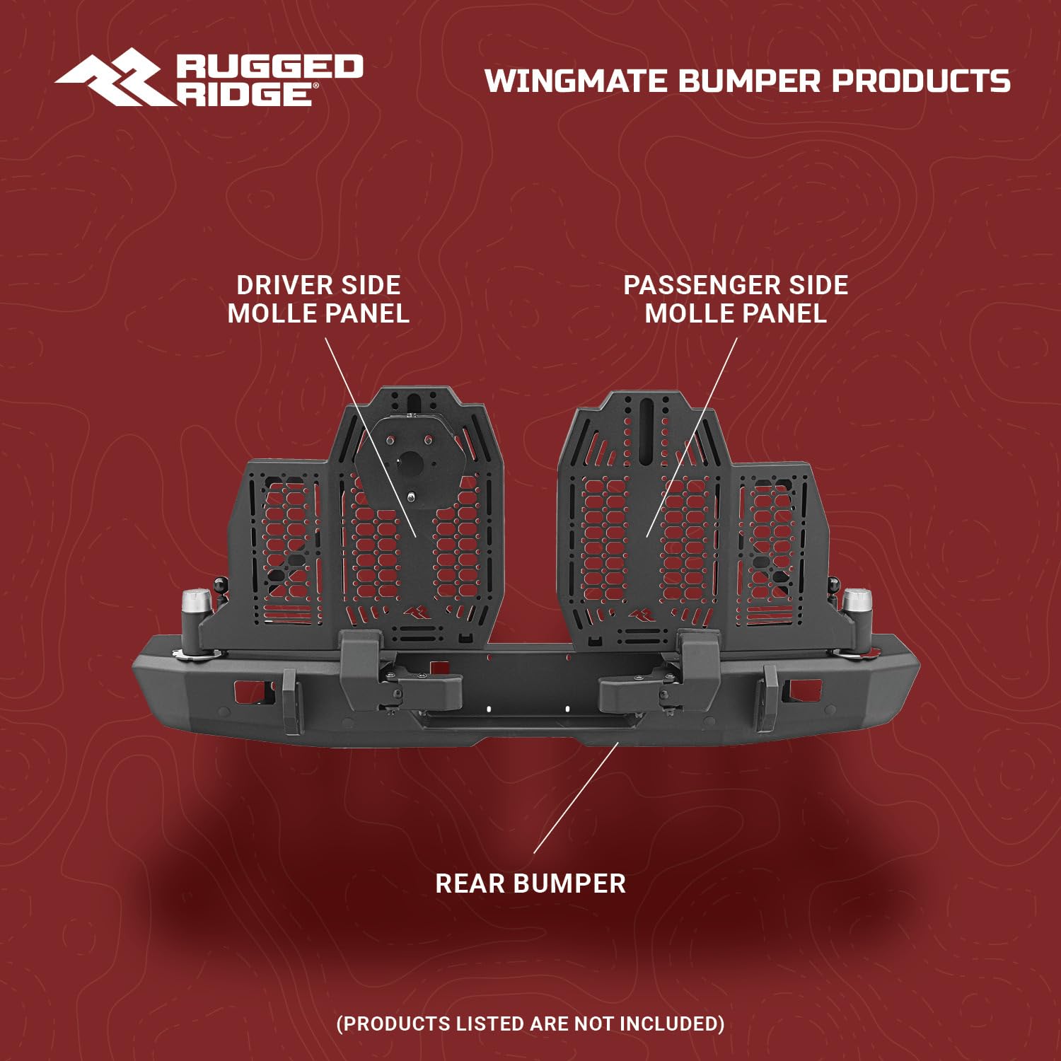 WingMate Rugged Ridge Tire Carrier Mount & Camera Relocation for Jeep Gladiator JT | Heavy Duty, Textured Black | 11540.46 | Fits 2020-2024 Jeep Gladiator JT w/Rear WingMate Bumper (Part # 11540.38)