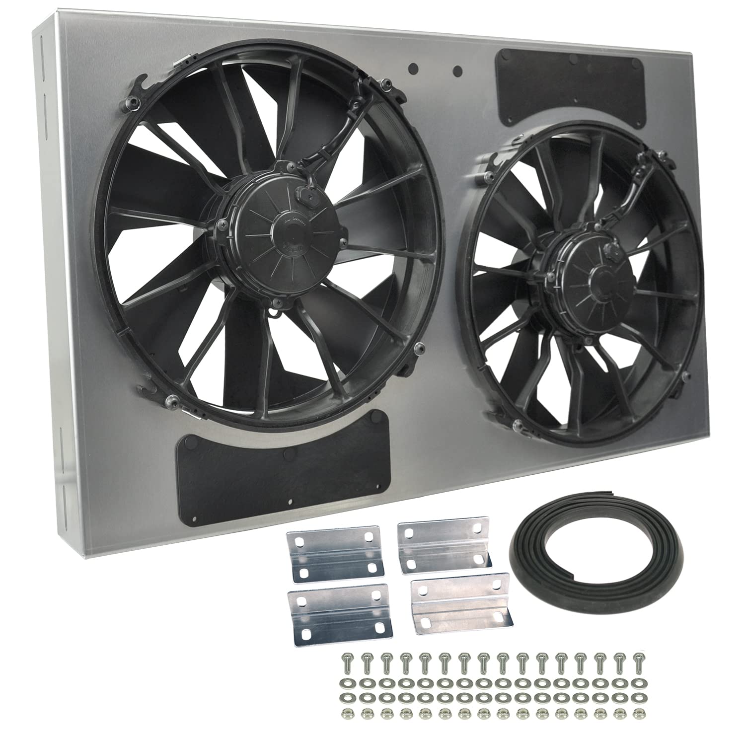 High Output Derale Performance 16838 Gray/Black Dual Radiator Fan