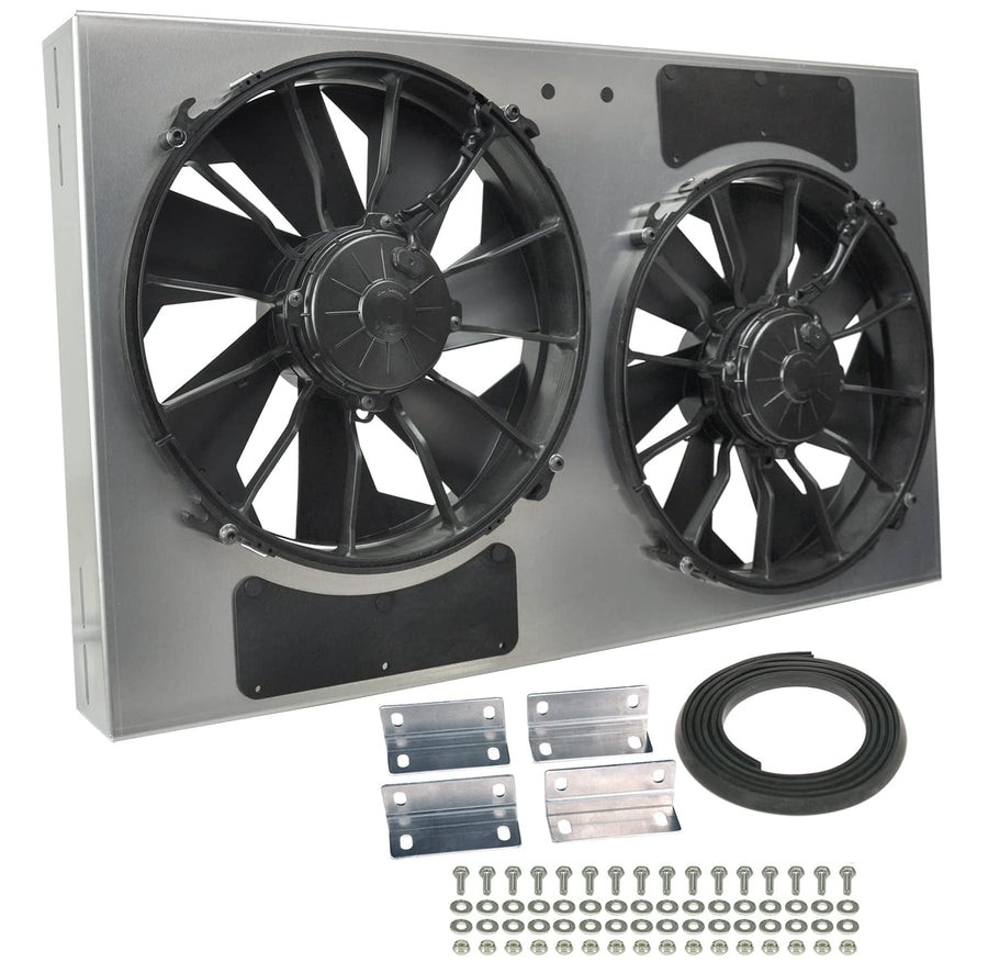 High Output Derale Performance 16838 Gray/Black Dual Radiator Fan
