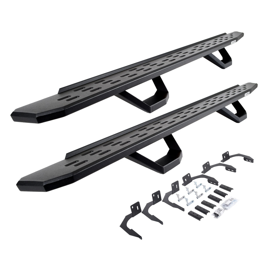 Go Rhino Running Boards RB30, Brackets, & 2 Pair of Drop Steps | Galvanized Steel, Textured Black | 6961068720PC | Fits 2010-2024 RAM 2500/3500 Crew Cab & Others (See Description)