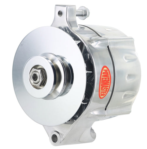 Alternator Powermaster 8-67101-344 Polish (Upgrade 100A Smooth Look 1V Pulley, Baffle & Cone 1 Wire)