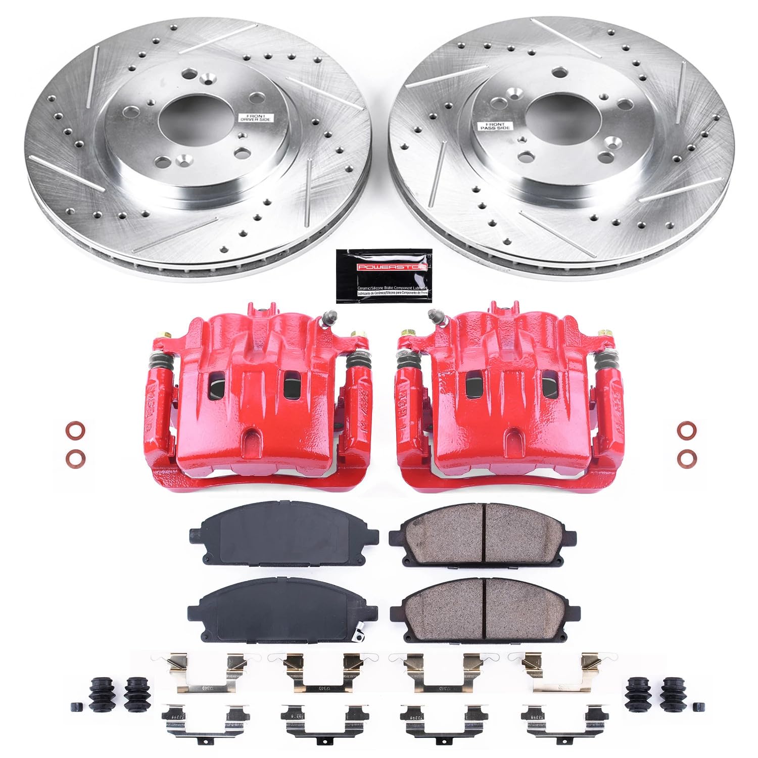 Power Stop Front Z23 Evolution Sport Brake Upgrade Kit KC2290 with Powder Coated Calipers For Acura MDX 2003-2006 [Model Specific]