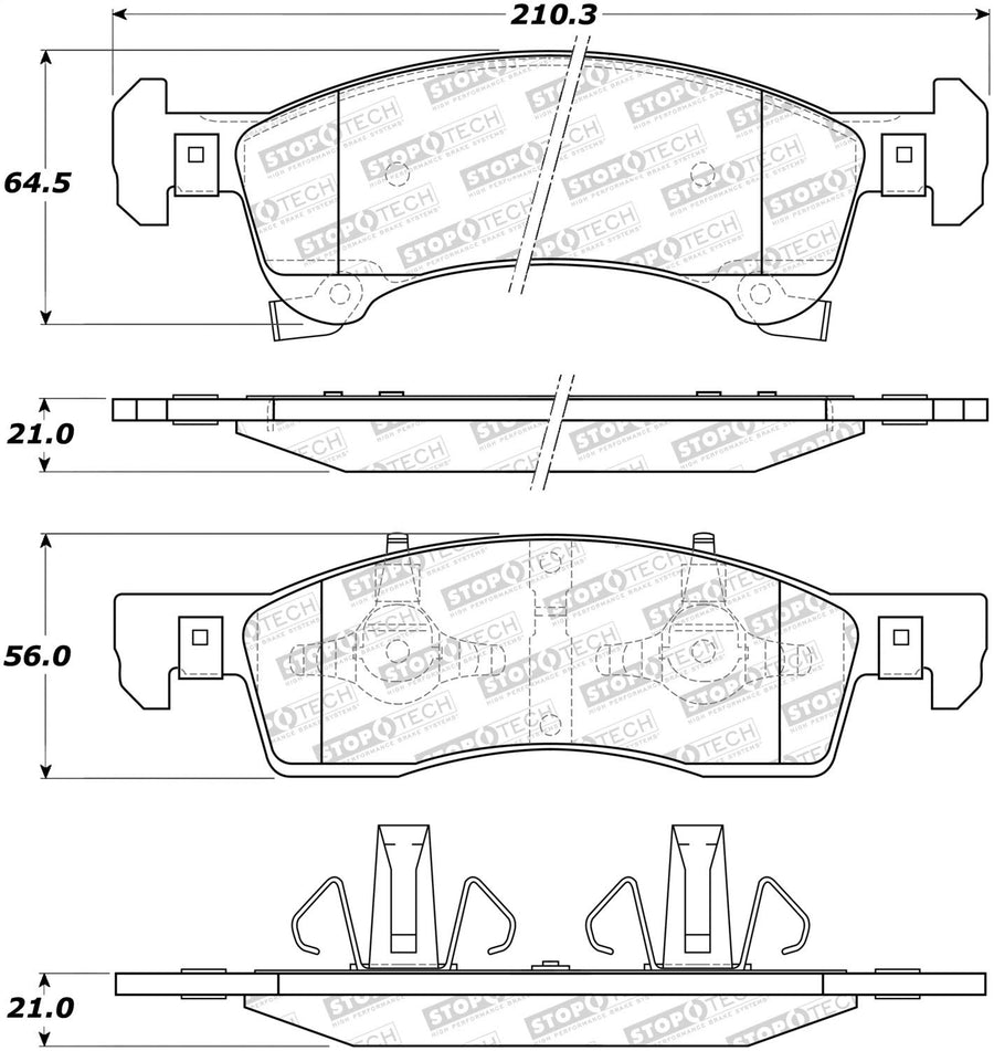 Front StopTech 308.09340 Brake Pads with Shims and Hardware Street