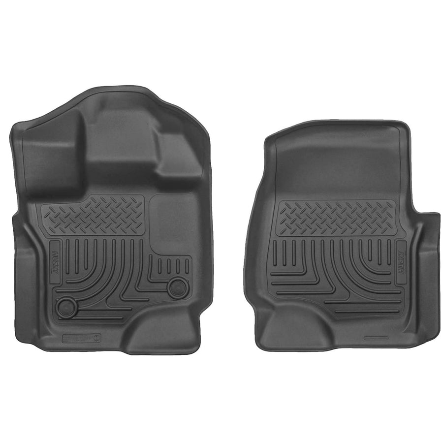 Weatherbeater Husky Liners Floor Mats | Fits 2015-2025 Ford F-150 (Includes 2022-2025 Lightning) SUPERCREW & SUPERCAB ONLY | Front Row, 2-pc Black - 18361