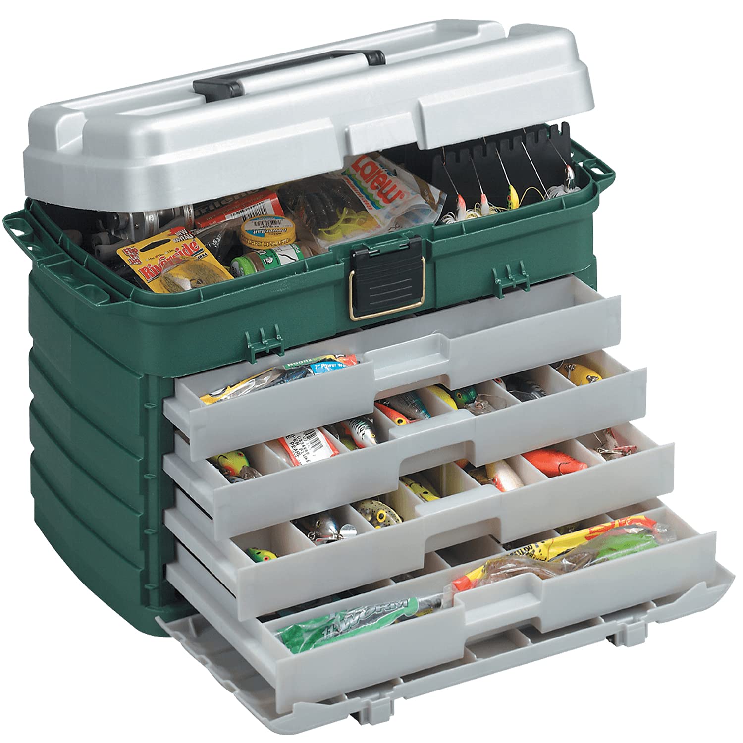 4-Drawer Plano Tackle Box Green Metallic/Silver ,One Size