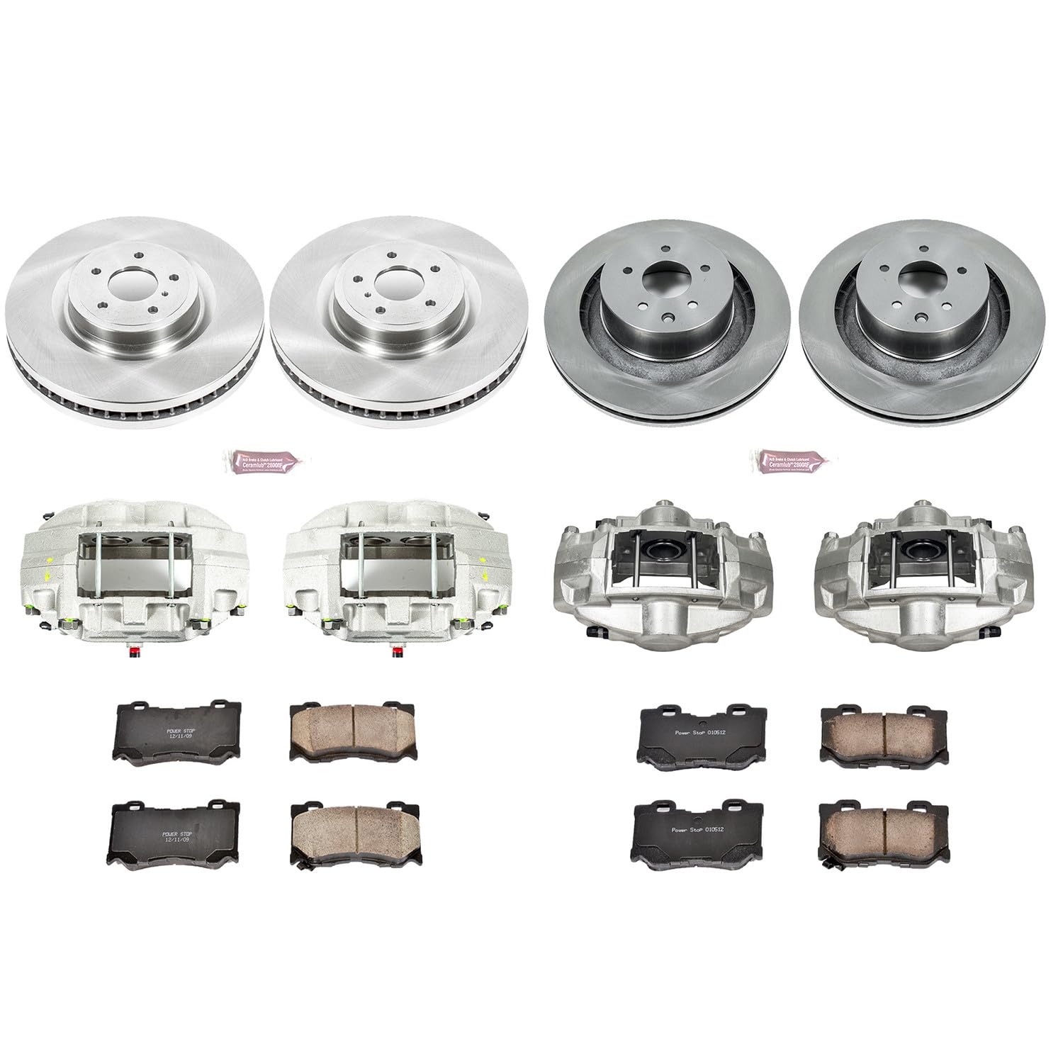 Power Stop KCOE4138A Replacement Autospeciality Front and Rear Caliper Kit- OE Rotors, Ceramic Brake Pads, Calipers For INFINITI G37, INFINITI Q60, Nissan 370Z [Model Specific]