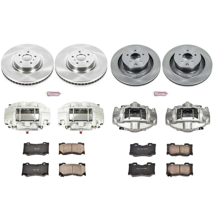 Power Stop KCOE4138A Replacement Autospeciality Front and Rear Caliper Kit- OE Rotors, Ceramic Brake Pads, Calipers For INFINITI G37, INFINITI Q60, Nissan 370Z [Model Specific]