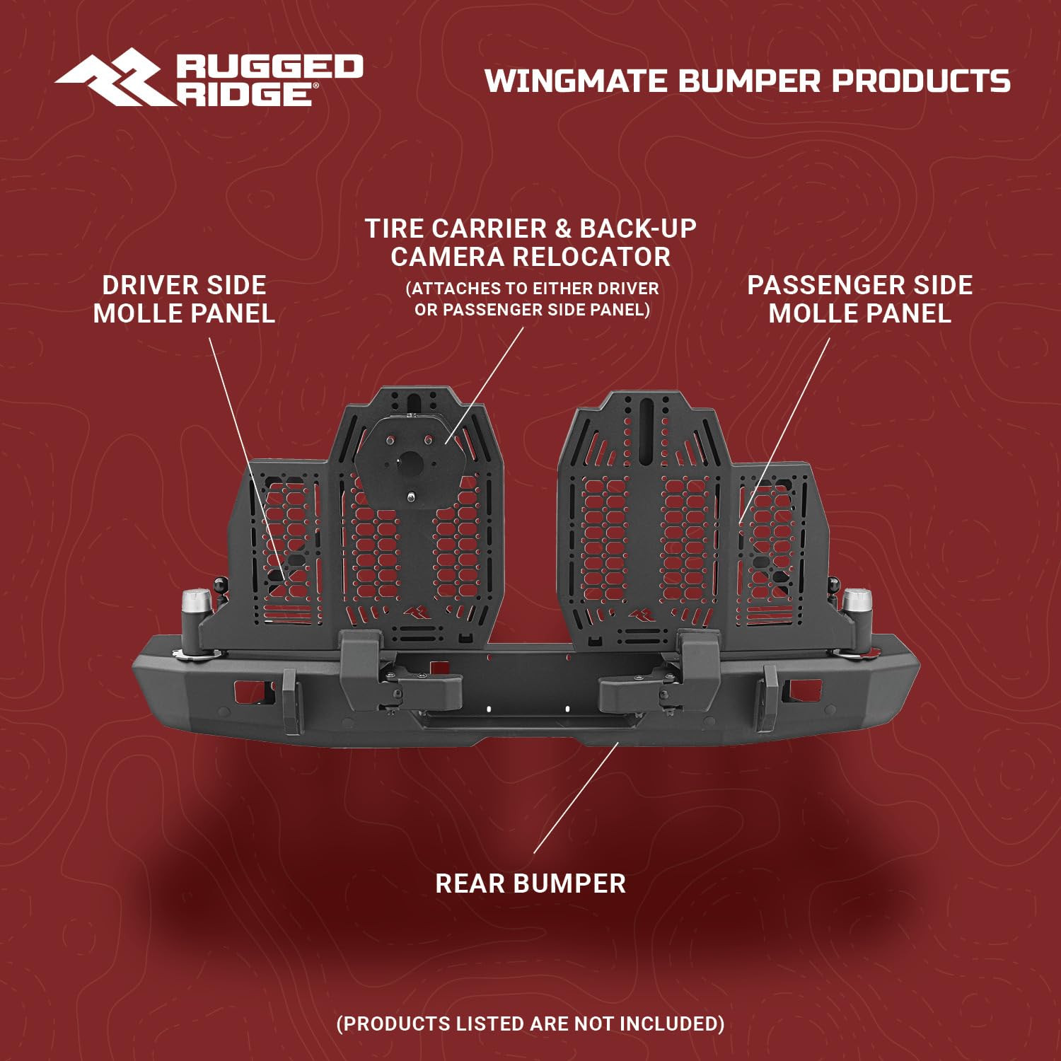 Rugged Ridge Molle Panel WingMate Passenger Side for Jeep Gladiator JT | Heavy Duty, Textured Black, Steel | 11540.44 | Fits 2020-2024 Jeep Gladiator JT w/Rear WingMate Bumper (Part # 11540.38)