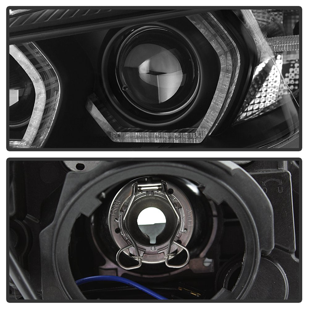 BMW F30 3 Series 2012-2014 Spyder 5084347 4DR Projector Headlights - LED DRL - Black